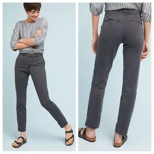 Anthropologie Striped Chino Trousers Washed Black, 27